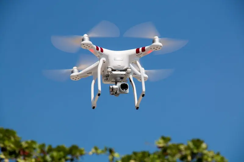 Professional drone in flight for inspection services